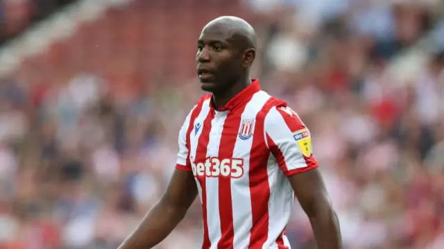 Benik Afobe in Stoke City shirt