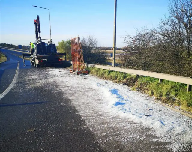 Glass on road