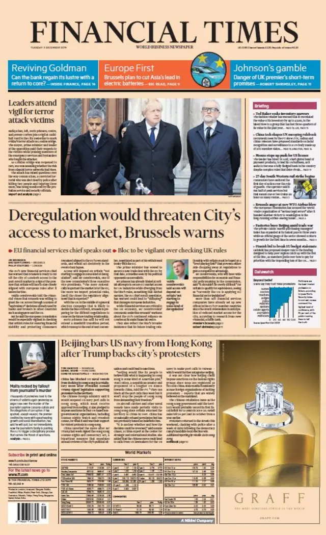 Front page of the FT