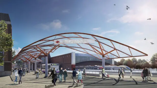 Artist's impression of railway station