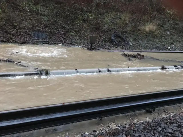 Flooding on railway at Balcombe