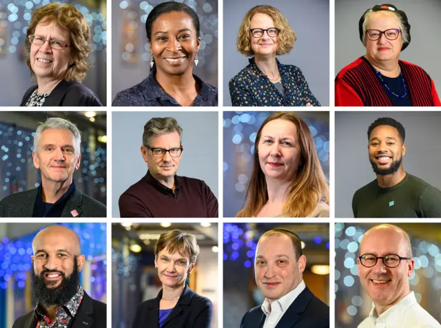 (L-R) Cllr Judith Blake (pictured L-R top row) Sharon Watson Ruth Pitt  Barbara Woroncow OBE Frank Finlay (pictured L-R middle row) Ian Thompson Sharon Gladish Sanchez Payne Jamie Jones Buchanan Sue Hoyle Cllr Dan Cohen Keith Arrowsmith (pictured L-R bottom row)