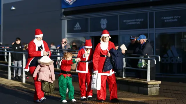 It's starting to look at lot like Christmas at Cardiff City Stadium, as festive fans arrive for this lunchtime's game with Preston.