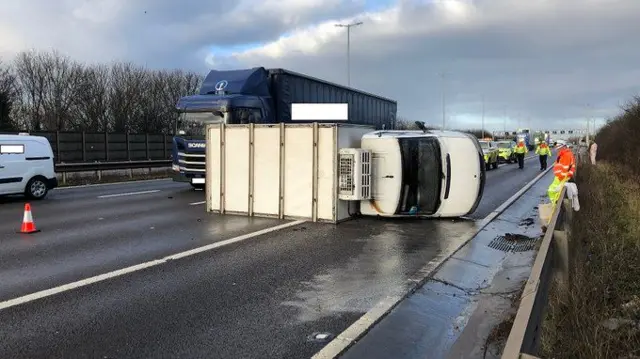 Overturned lorry