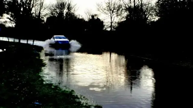 Car entering flood water over the weekend in Hereford