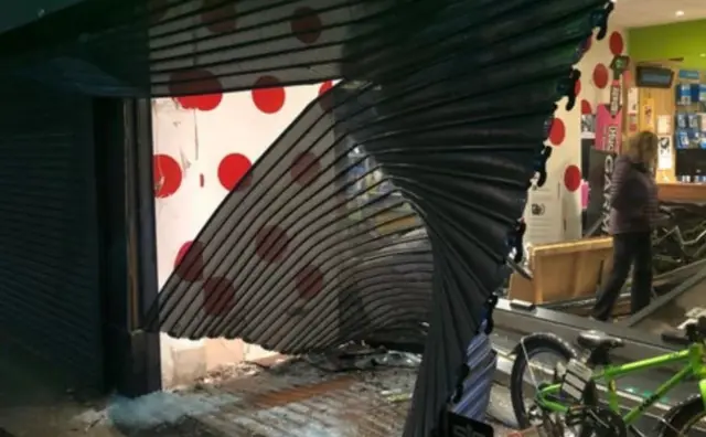 Damaged bike shop