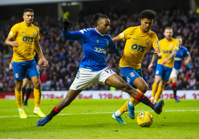 Rangers' Joe Aribo and Kilmarnock's Nicholas Hamalainen