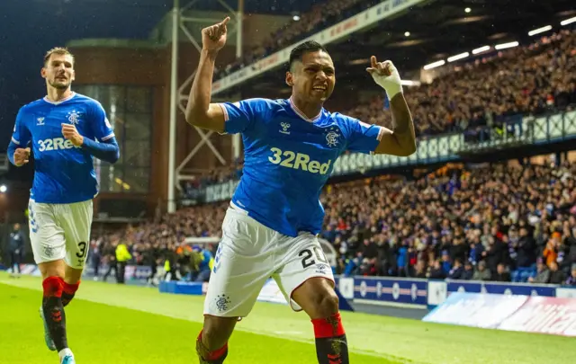 Rangers' Alfredo Morelos celebrates