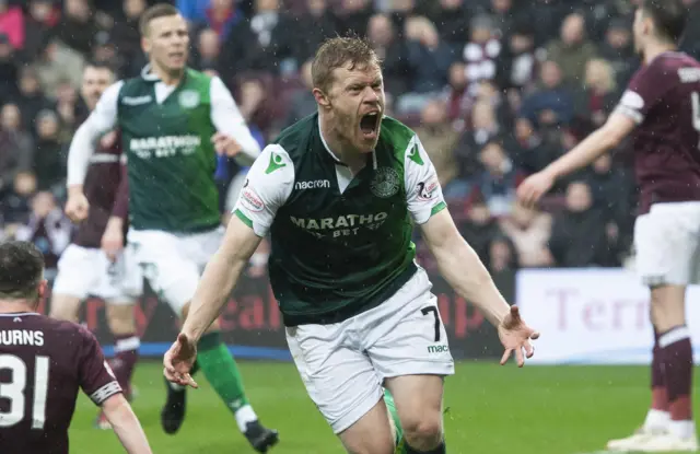 Daryl Horgan scored twice when Hibs were last at Tynecastle