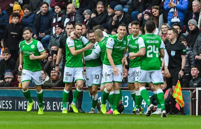 Hibs celebrate Martin Boyle's stunning strike