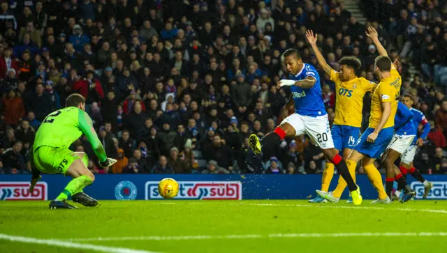 Rangers' Alfredo Morelos scores