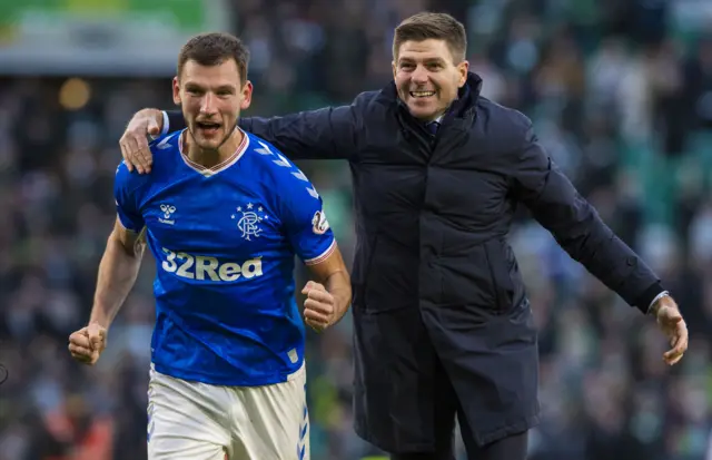 Rangers manager with Borna Barisic