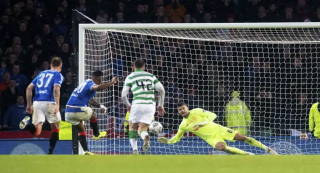 Alfredo Morelos could not beat Fraser Forster from the penalty spot at Hampden