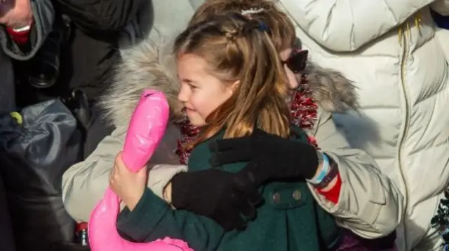 Princess Charlotte hugs Gemma Clark
