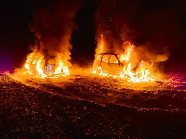 Burning cars