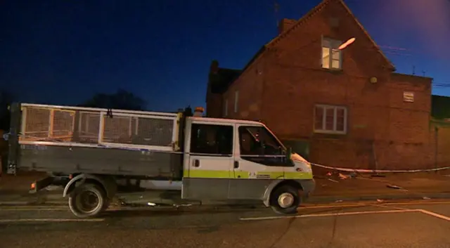 Nottingham City Council vehicle cordoned off