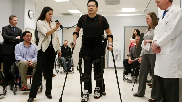 A person using a robotic suit