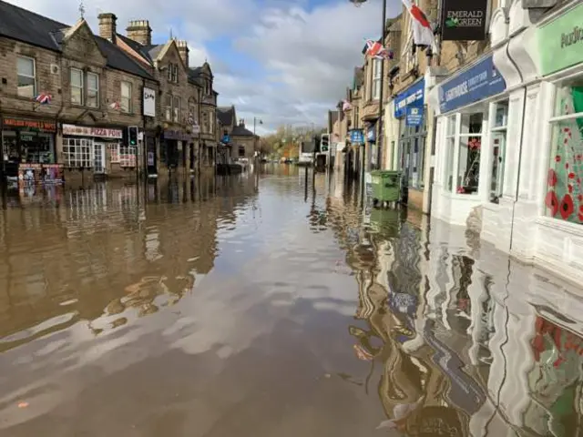 Bakewell Road in Matlock flooded