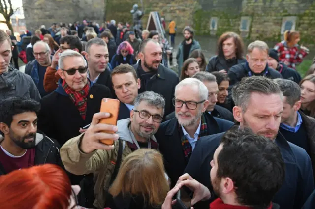 Jeremy Corbyn and supporters