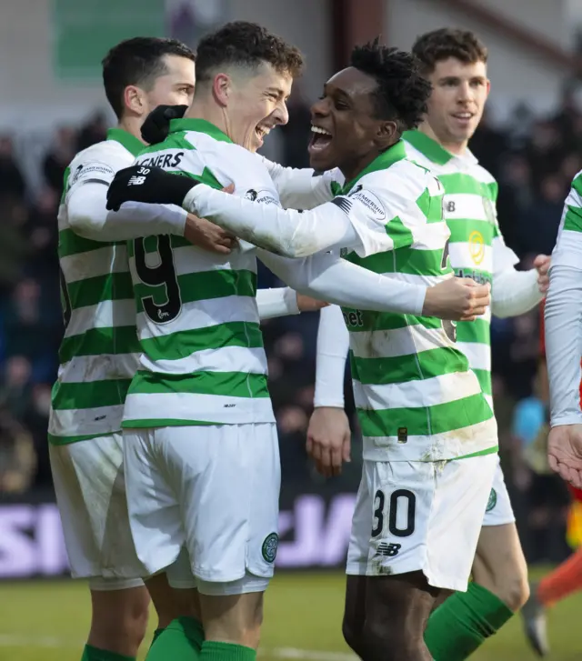 Celtic's Mikey Johnston celebrates his goal in the victory over Ross County