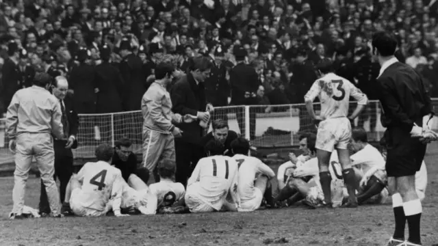 Leeds United manager Don Revie gives a pep talk during the 1970 FA Cup final