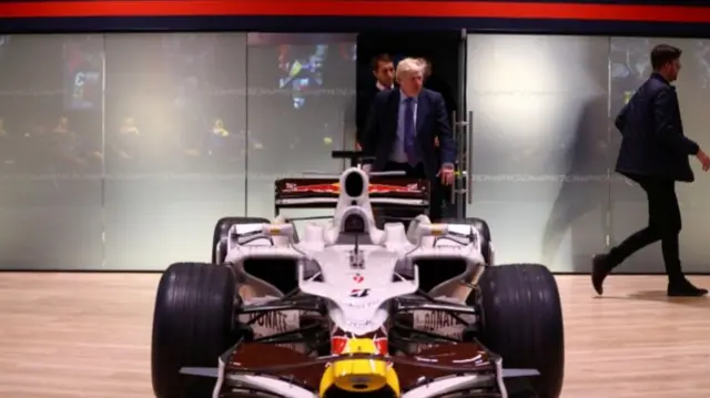 Boris Johnson at the Red Bull Racing centre in Milton Keynes