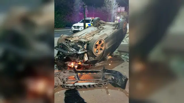 A damaged car