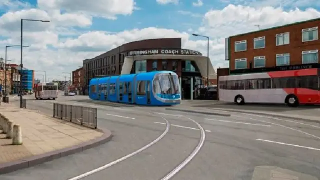 An artist's impression of Metro line in Digbeth