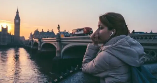 Woman on bridge