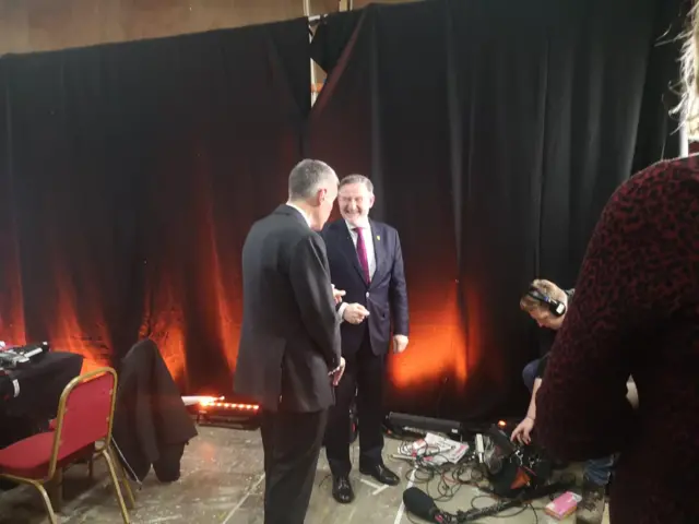 Barry Gardiner being interviewed in the spin room