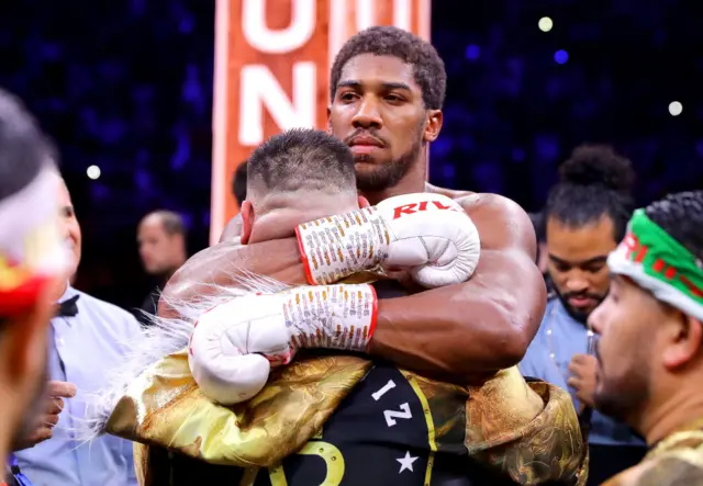 anthony Joshua hugs Andy ruiz Jr