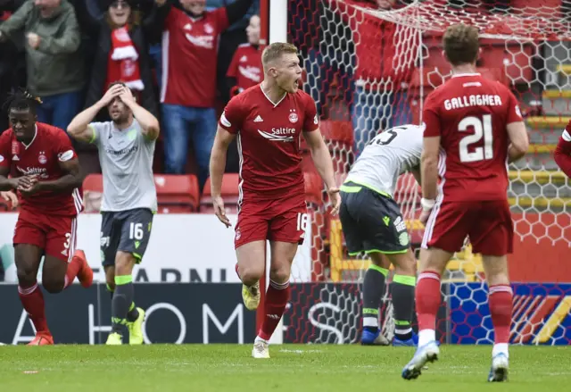 Aberdeen striker Sam Cosgrove in action against Hibernian