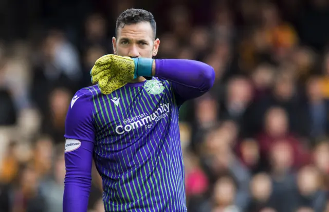 Hibs goalkeeper Ofir Marciano against Motherwell