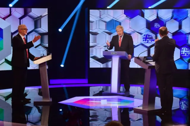 Jeremy Corbyn, Boris Johnson and Nick Robinson on BBC debate set