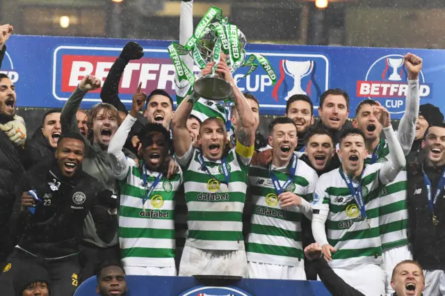 Celtic celebrate the win at Hampden