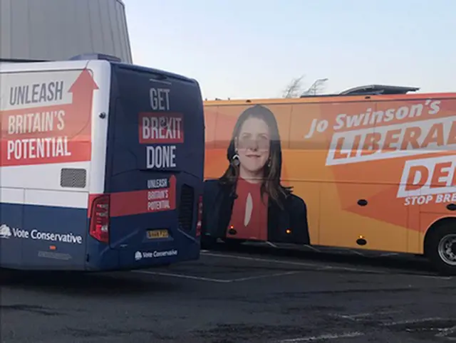 Conservative and Lib Dem battle bus