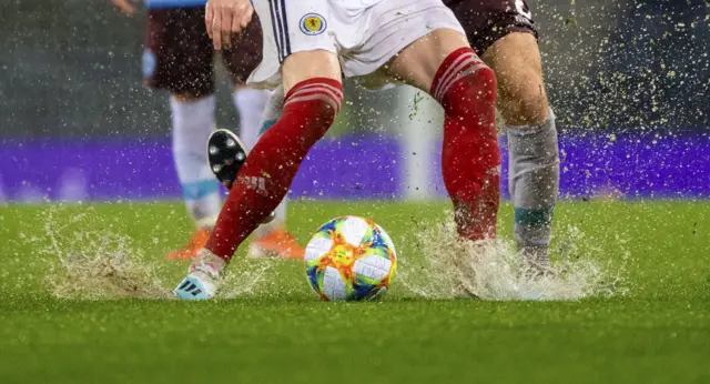 The Hampden pitch held up under near-Biblical rain