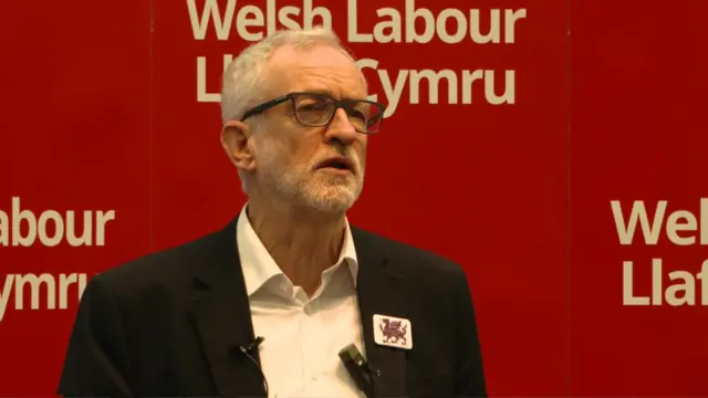 Jeremy Corbyn at a rally in Bangor, in north Wales