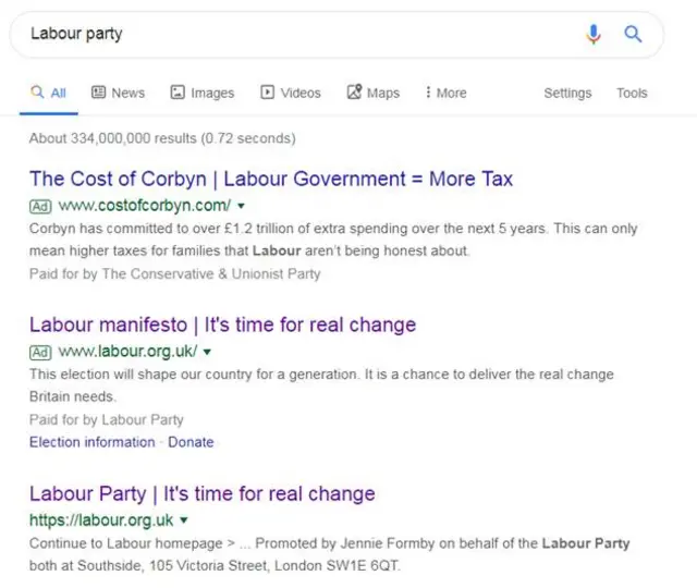 Labour party google search