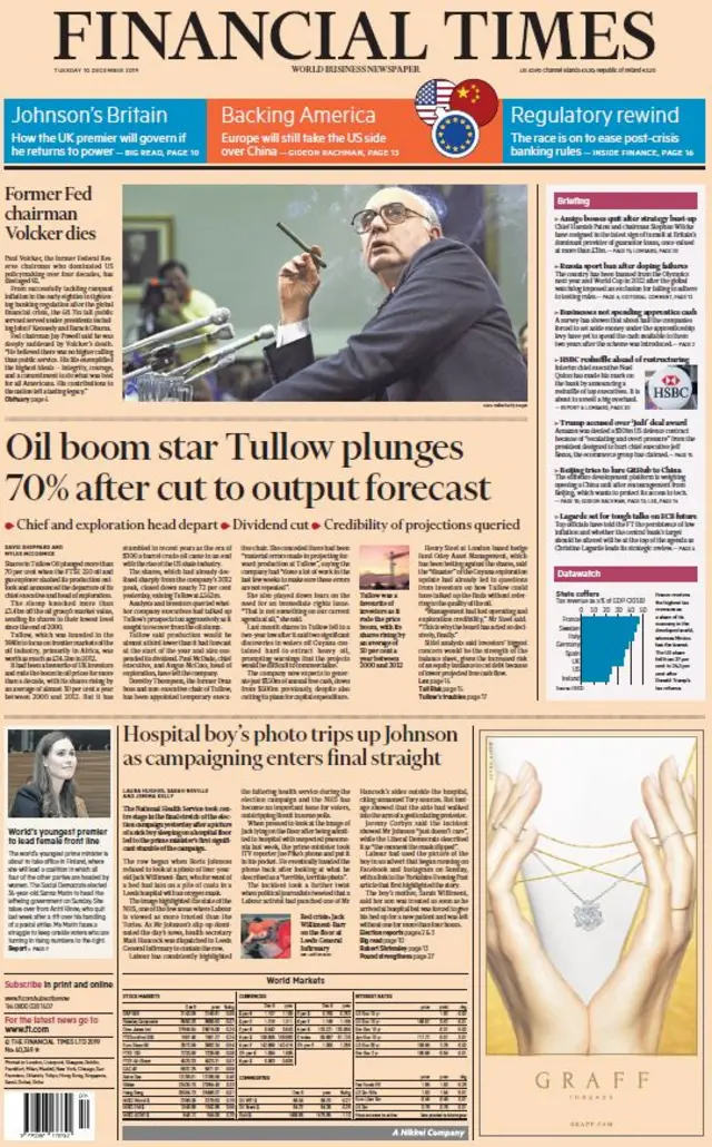 Front page of the FT