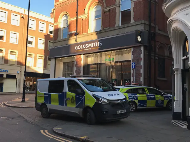 Police outside Goldsmiths