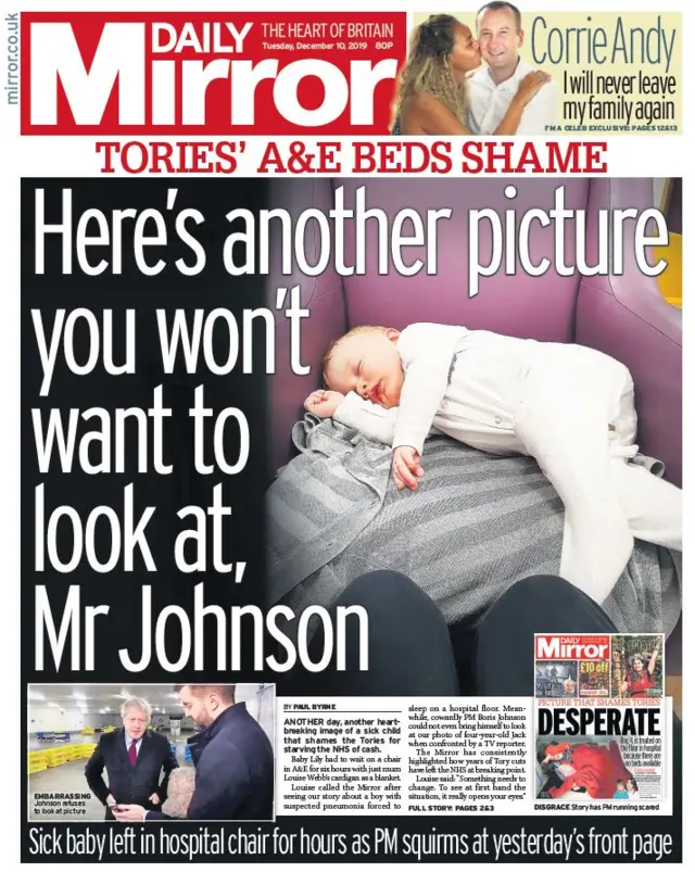 Front page of the Mirror