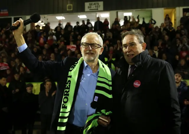 Mr Corbyn at Forest Green Rovers Football Club stadium