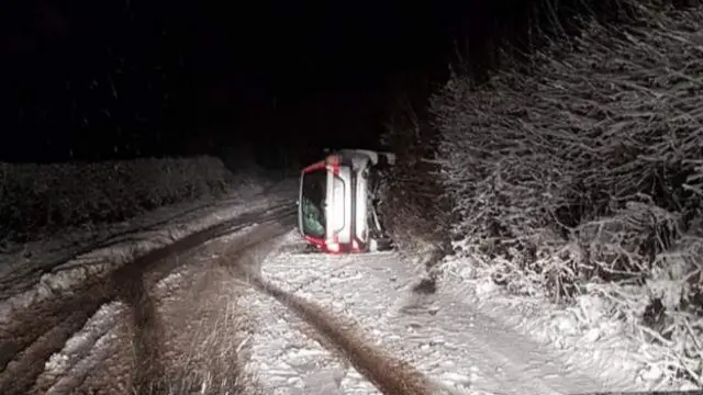 A car on its side