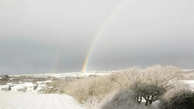 A rainbow in the snow