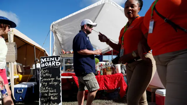 Fans assemble in Antigua ahead of the second test which began on Thursday.