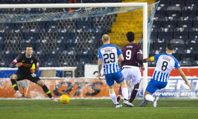 Sean Clare opens the scoring for Hearts