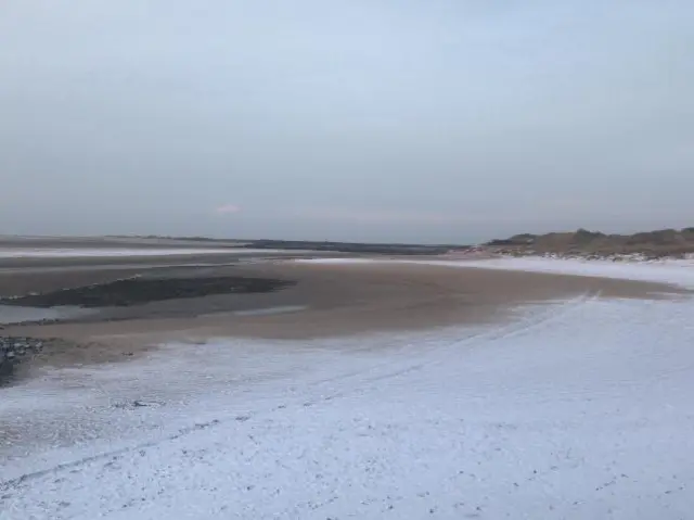 Snow on Burry Port beach