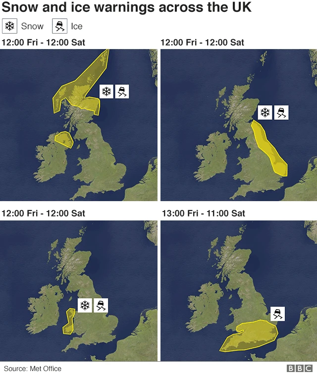 Maps of Met Office weather warnings