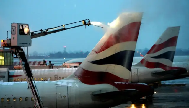 BA flights snow